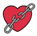 Broken Chain in front of a Heart with an outline.png